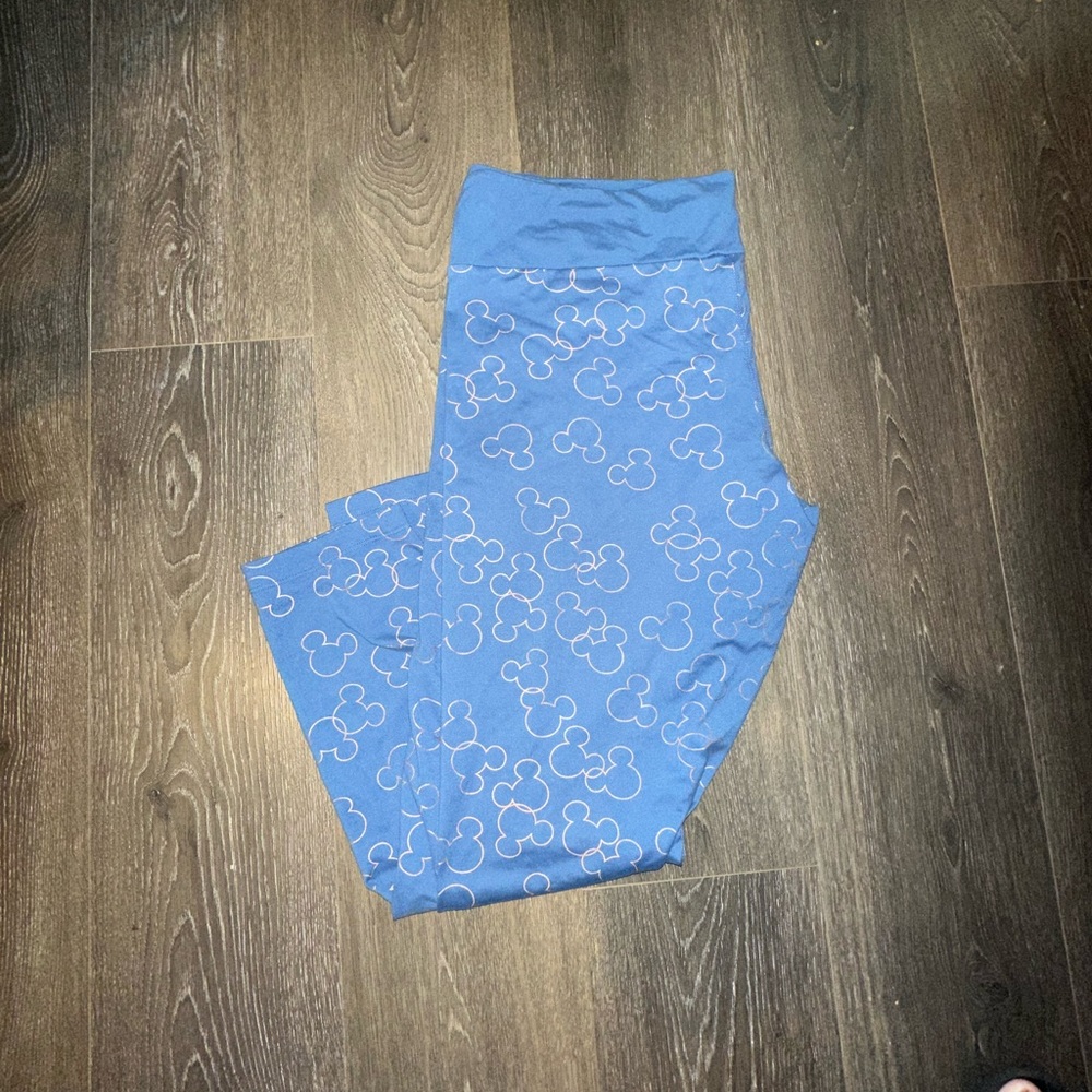 Disney park blue legging with gold Mickey outline. Size 1x